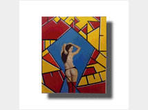 Quadro nudo femminile astratto geometrico dipinto 